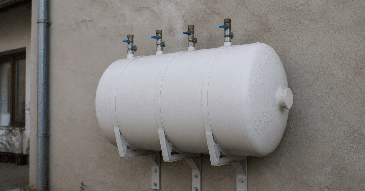 Reservoir metallique blanc fixe au mur pour quatre habitants
